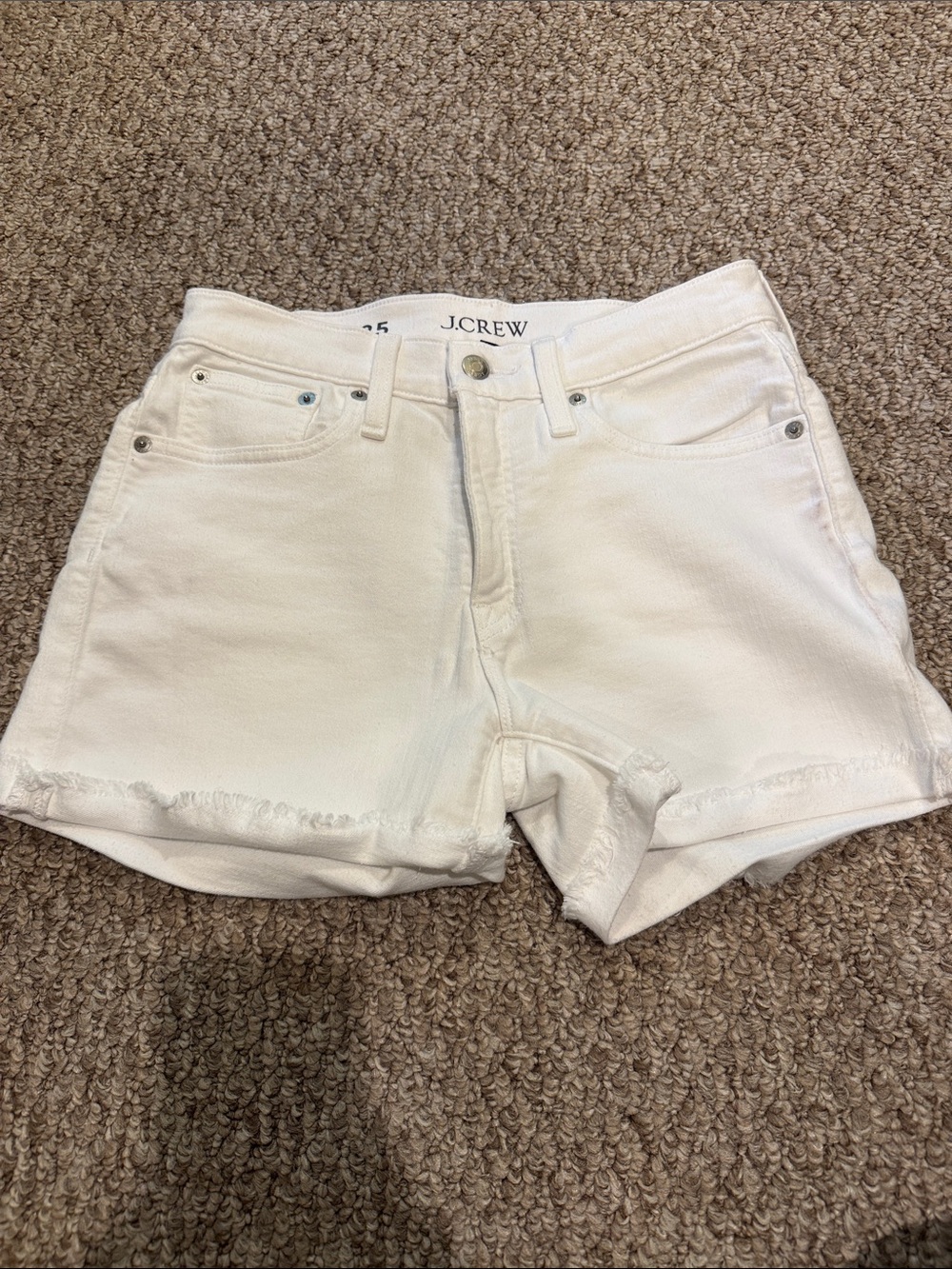 J. Crew White Denim Frayed Hem Shorts